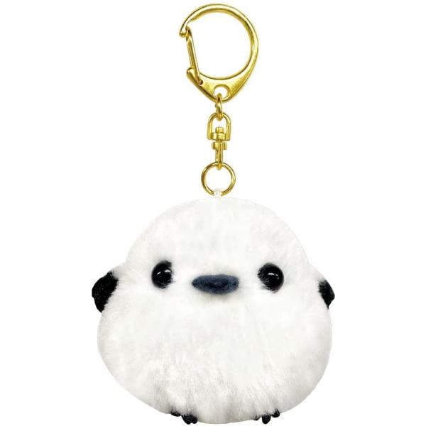ふくふくシマエナガちゃん　マスコット　キーホルダー　2種より選択。★可愛い　シマちゃんホルダー　定番★赤い実　ナナカマドの実をくわえた　シマちゃんふわふわしてて　かわいい〜です。※縦約7センチ　幅6センチ　奥行尾っぽまで約9センチ