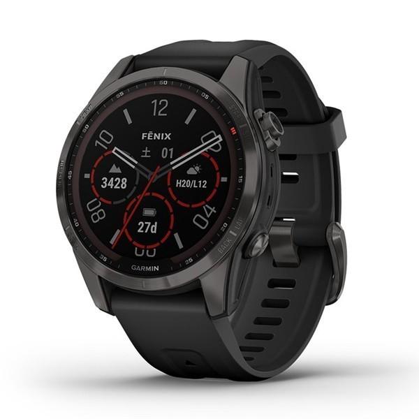 GARMIN Fenix7S 【正規品 日本語版】 ガーミン フェニックス７S サファイア デュアルパワー チタンカーボングレー タッチスクリーン  地図搭載 マルチスポーツGPS