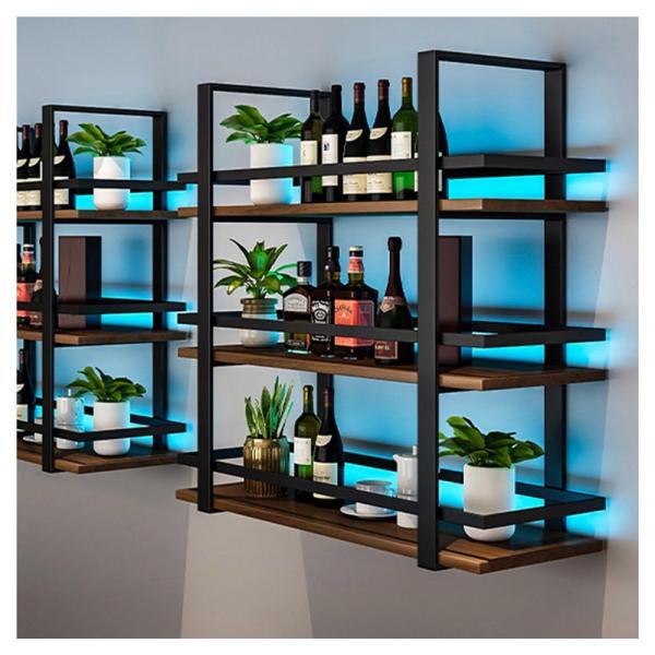 ? 多層収納スペース: 壁面ワインラックは無垢材の板で区切られ、フェンスで囲まれています。赤ワイン、コレクション、キッチン用品などを安全に保管できます。オープンデザインは取り出しやすく、収納にも便利です? ライトストリップと組み合わせる: ...