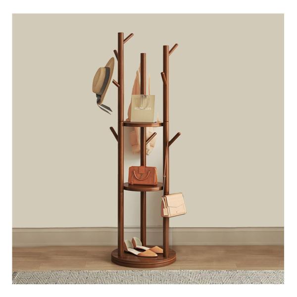 ? 回転コートラック: 360度回転するデザインの自立型ポールハンガーは、衣類にアクセスしたり掛けたりするのに便利です。保管や展示用の3層の丸いベース棚が装備されており、玄関をきれいに保ちます。ユニークなデザインはお部屋をよりモダンでセンス...