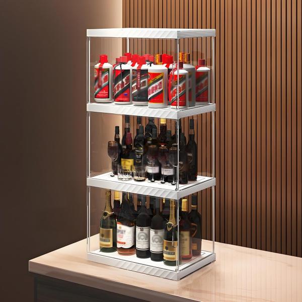 【高品質素材】このウイスキー棚は厚手PP素材を採用しており、頑丈で長持ち。ワインボトルを安全に収納でき、破損しにくい設計です。表面はお手入れ簡単で、湿った布で軽く拭くだけで清潔な状態を保てます 【透明防塵設計】ウイスキー 棚は四面透明のクリ...