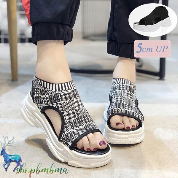 スポーツサンダル 厚底サンダル レディース 美脚サンダル スニーカーサンダル スポサン 5cm 歩きやすい 履きやすい 耐摩耗 通気性 おしゃれ ビーチ サンダル Wan516 ショップbmbm 通販 Yahoo ショッピング