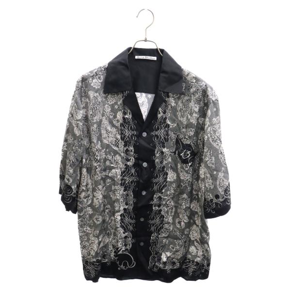 Acne Studios シアサッカー 半袖シャツ 44 グリーン/ブラック Acne