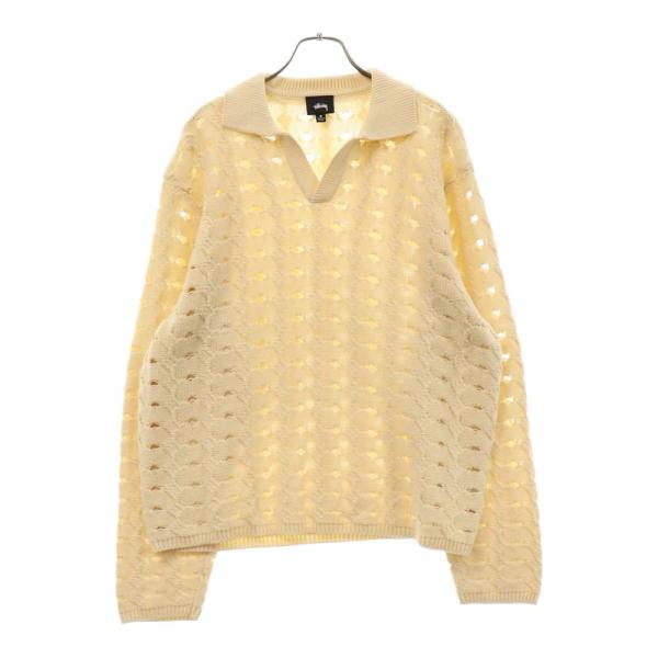 トップス stussy OPEN KNIT COLLARED SWEATER M ☆24SS 最新作☆STUSSY OPEN KNIT COLLARED SWEATER (STUSSY