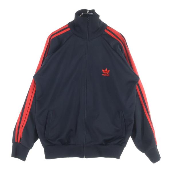 adidas（アディダス） 胸ロゴ刺繍 トラックジャケット ブラック/レッド