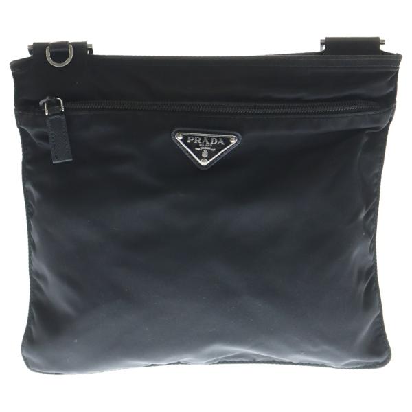 プラダ　ボディバッグ　ナイロン　三角プレート　男女兼用　黒 中古・古着通販】PRADA (プラダ) 三角ロゴプレート ナイロンショルダー