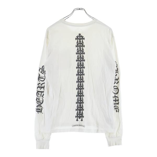 クロムハーツストーン装飾 ホワイトリブ長袖Tシャツレディースsサイズ CHROME HEARTS（クロムハーツ） Cemetery Cross Tire Track L/S Tee