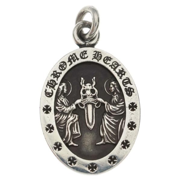クロムハーツ、エンジェルメダルシルバーオーバル型ペンダントネックレス CHROME HEARTS（クロムハーツ） ANGEL MEDAL OVAL オーバルエンジェル