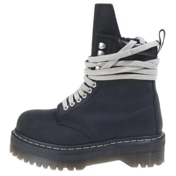 レザー製黒ハイカットブーツ厚底ソール　Dr.Martin Rick Owens Rick Owens（リック・オウエンス） ×Dr.Martens STEEL TOE QUAD RO