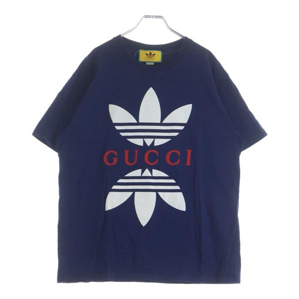 adidas GUCCI コラボ　半袖 Tシャツ GUCCI（グッチ） adidas T-Shirt アディダス 半袖Tシャツ ネイビー