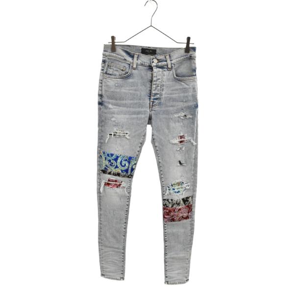 AMIRI アミリ ダメージ加工 ペイズリー柄 スキニーデニムパンツ AMIRI アミリ ダメージ加工 ペイズリー柄 スキニーデニムパンツ