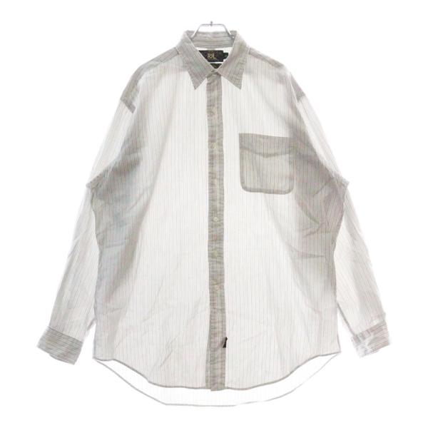 【RRL】三ツ星タグ ダブルアールエル 長袖 オープンカラー シャツ RRL ダブルアールエル 90s 三ツ星タグ ストライプ オープンカラー
