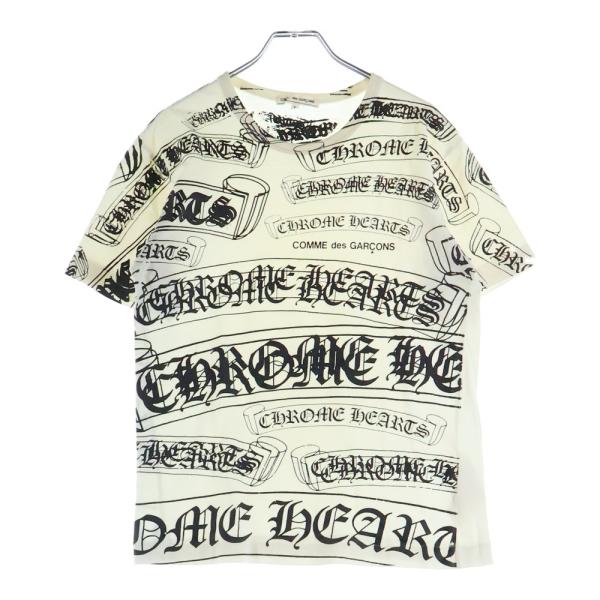 CHROME HEARTS クロムハーツ ×COMME des GARCONS CH LOGO TEE コムデギャルソン DSM別注 スクロールラベルプリント 半袖Tシャツ カットソー ブラック レディース ZI-T003 コムデギャルソン×クロムハーツCOMME des GARCONS×CHROME HEARTS ロゴ