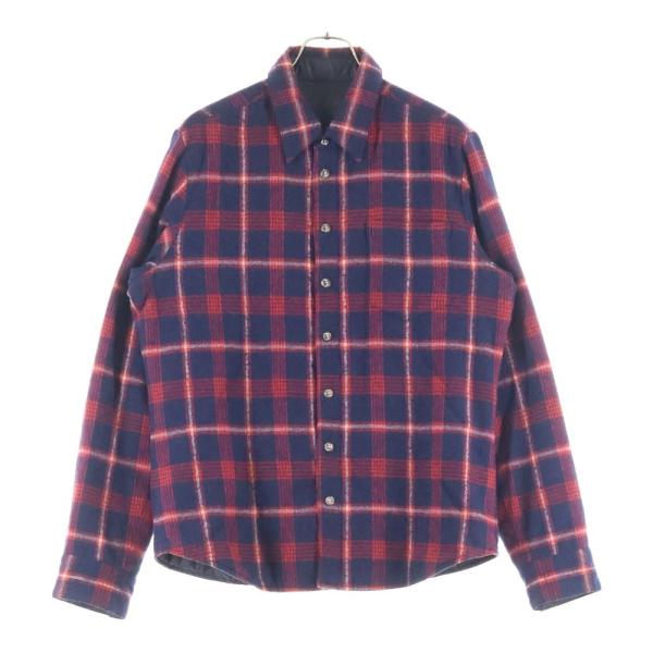 CHROME HEARTS クロムハーツ チェック柄 リバーシブル キルティング シャツジャケット レッド クロスボール CHROME HEARTS（クロムハーツ） チェック柄 リバーシブル キルティング