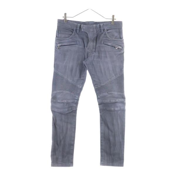 BALMAIN（バルマン） ダメージ加工 蛇腹バイカー デニムパンツ