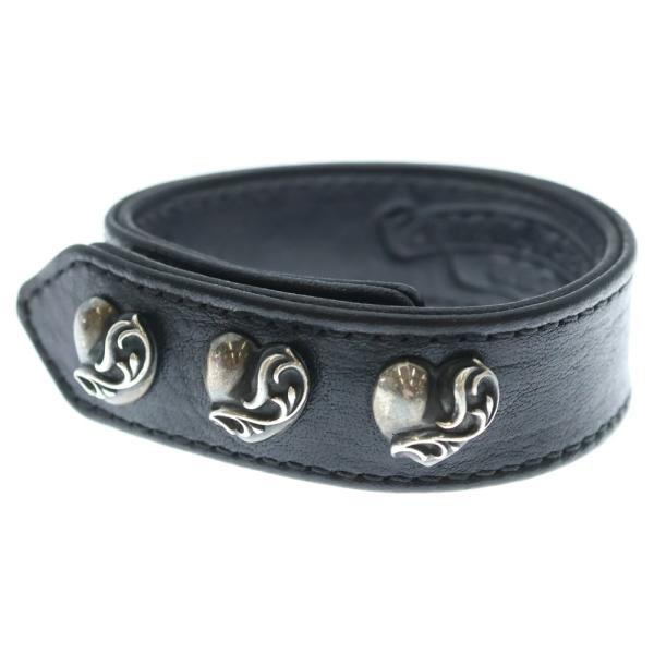確実正規品CHROME HEARTS 3BTN 2SNPクロスレザーブレスレット CHROME HEARTS 3BTN 2SNP LEATHER BRACELET クロムハーツ クロスボール