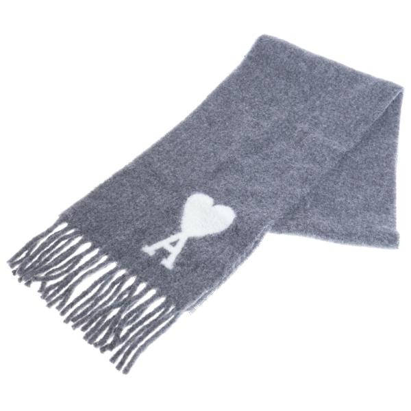 AMI Alexandre Mattiussi アミアレクサンドルマテュッシ ADC OVERSIZE SCARF ストール フリンジ アルパカ ハートロゴ マフラー グレー USF422.AW0054 AMI Alexandre Mattiussi アミアレクサンドルマテュッシ ADC OVERSIZE