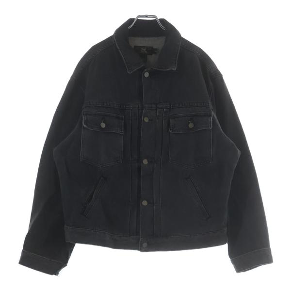 90's【RRL】レザートラッカージャケット Type3 三つ星タグ　希少サイズ RRL ダブルアールエル 90s 三ツ星タグ 先染め ブラック デニム