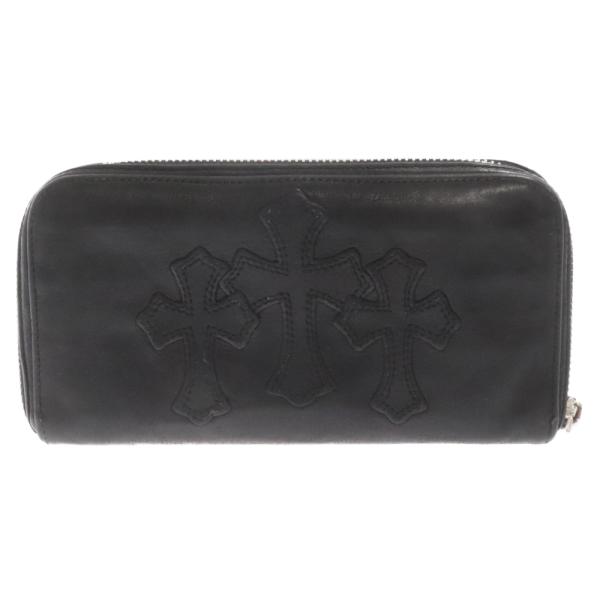 【美品】クロムハーツ REC Fジップ 3セメタリークロスパッチ 長財布 黒 クロムハーツ 財布（Chrome Hearts）REC F ZIP #2 3セメタリークロス