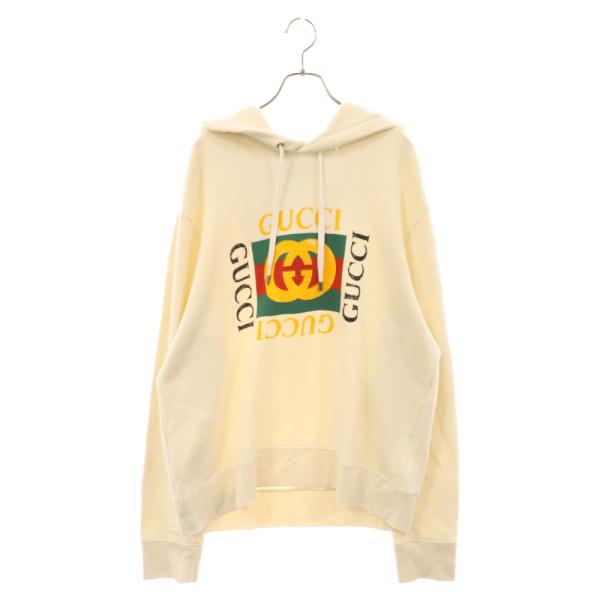 GUCCI（グッチ） ロゴ スウェットプルオーバーパーカー アイボリー