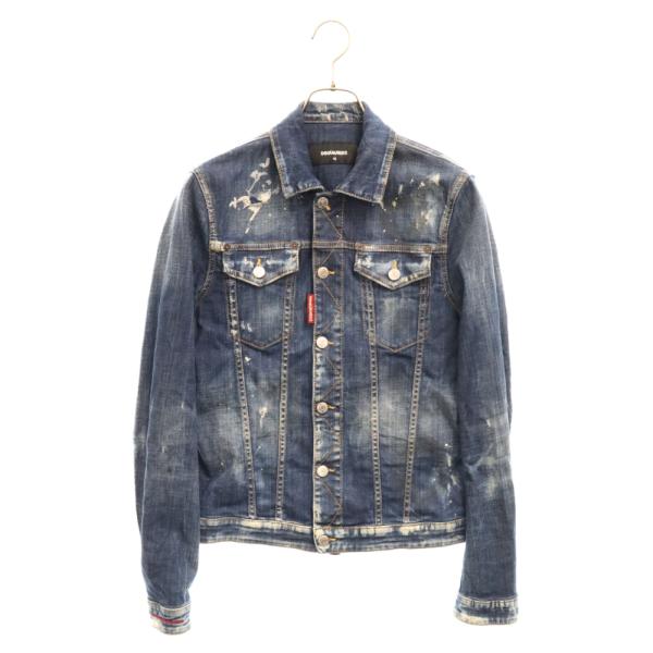 美品10.5万◇ディースクエアード◇ペイントデニムジャケット◇46◇Gジャン DSQUARED2（ディースクエアード） 18AW PAINT DENIM JACKET ペイント
