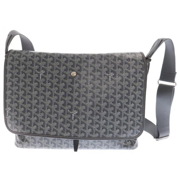 ゴヤール GOYARD グレナディン メッセンジャー ショルダーバッグ レザー GOYARD】ゴヤール グレナディン ショルダーバッグ PVC×レザー 黒