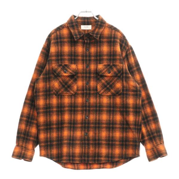 セリーヌ　トリンオフ　長袖シャツ　Lサイズ　ウール　チェック CELINE セリーヌ 22SS Loose Shirt in Checked Wool ウール