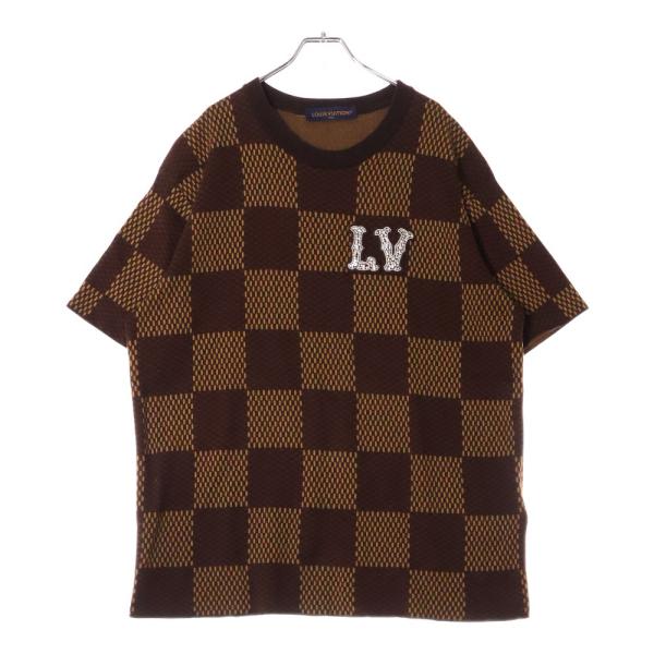 Louis Vuitton カジュアルな【Tシャツ】ダミエ クルーネック 緑 LOUIS VUITTON ルイヴィトン ダミエ ニット クルーネック T
