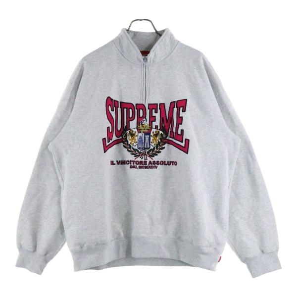 大人気☆シュプリーム 刺繍センターロゴ ハーフジップ スウェット M Supreme（シュプリーム） 25AW Crest Applique Half Zip Pullover