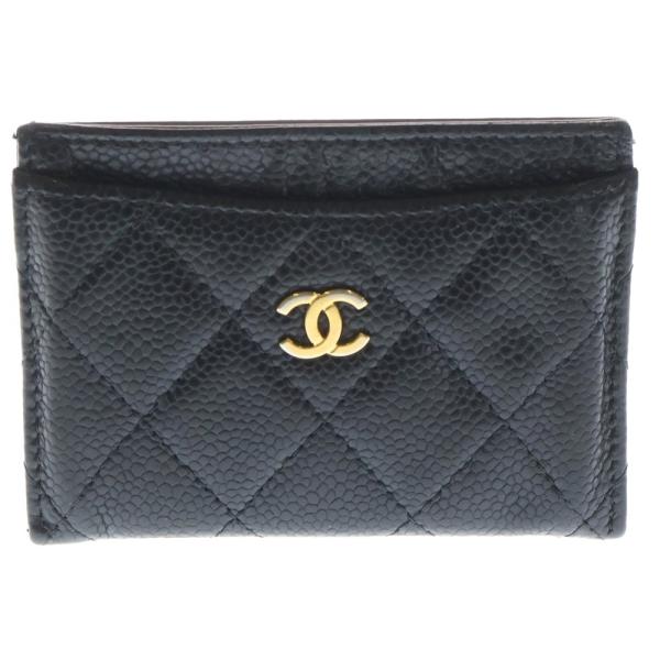【鑑定済】シャネルCHANELクラシックマトラッセ財布ココマーク黒カードあり! CHANEL（シャネル） マトラッセ カードケース クラシック ココマーク