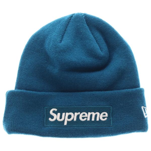 新品シュプリームボックスロゴニューエラコラボビーニーネイビー Supreme（シュプリーム） ニット帽 ビーニー Boxロゴ Sロゴ NEW ERA