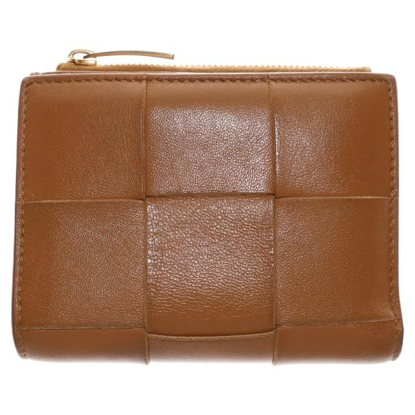 ボッテガヴェネタ スモールカセット ブラウン 二つ折りファスナーウォレット BOTTEGA VENETA（ボッテガ・ヴェネタ） スモールカセット マキシ