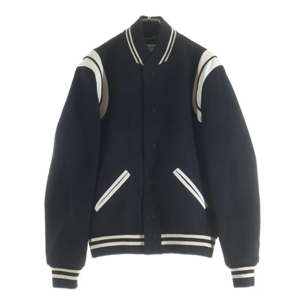 サンローランパリ TEDDY JACKET テディジャケット レザートリムウール