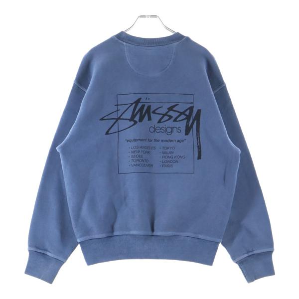 STUSSY スウェットトレーナー　L　くすみブルー STUSSY（ステューシー） Modern Age Crew Pigment Dyed ロゴ クルー
