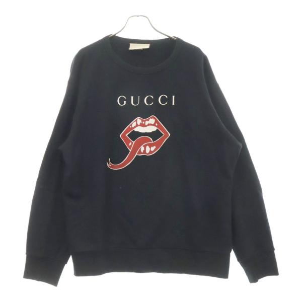 グッチ ヴィンテージロゴ 475532 LOVEDスダッズトレーナー ブラックM GUCCI グッチ 19SS リップ マウス プリント スウェット