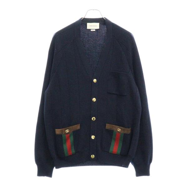 GUCCI グッチ ウェブラインポケット ウールニットカーディガン GUCCI グッチ ウェブラインポケット ウールニットカーディガン