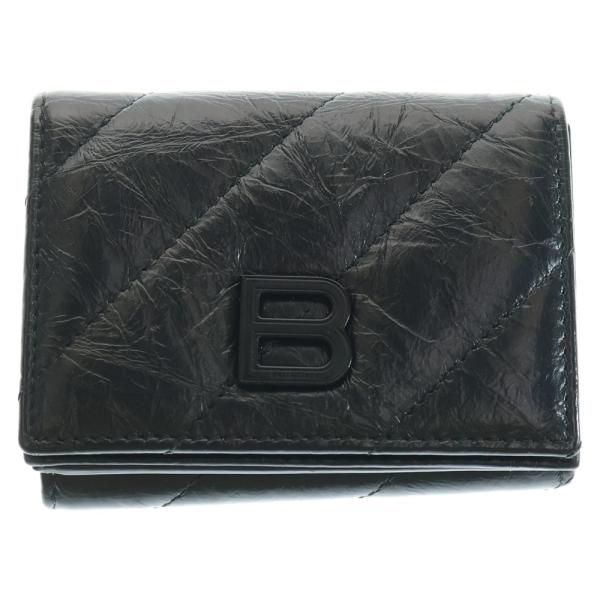 【極美品】バレンシアガ シワ加工　Bロゴ　3つ折り財布 クラッシュ BALENCIAGA（バレンシアガ） CRUSH MINI WALLET クラッシュ ミニ