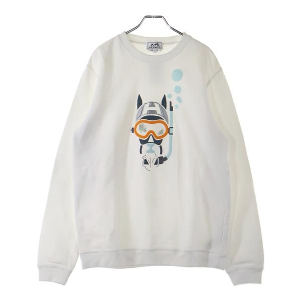 HERMES エルメス　トレーナー S ホワイト　トップス　新品　美品 HERMES（エルメス） 23SS Scub'H 裏起毛 フロントロゴ スウェット