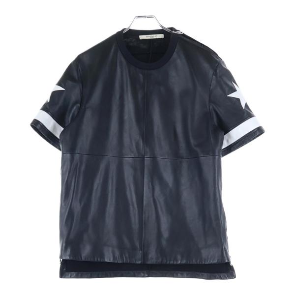 GIVENCHY（ジバンシィ） 17SS スタープリントレザー切り替えTシャツ