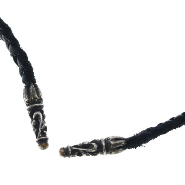 CHROME HEARTS クロムハーツ LEATHER BRAID スクロールレザーブレード ブラック/シルバー CHROME HEARTS（クロムハーツ） LEATHER BRAID スクロールレザー