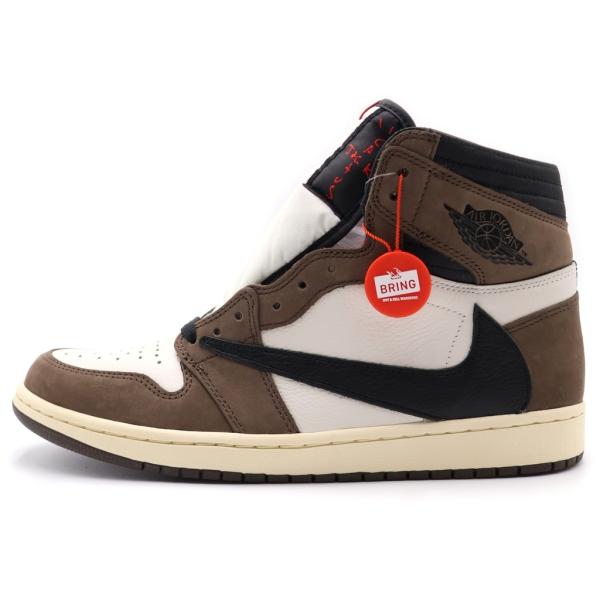ナイキ ×TRAVIS SCOTT AIR JORDAN 1 トラヴィススコット エアジョーダン1 ハイカットスニーカー ブラウン/ホワイト CD4487-100 US10/28cm