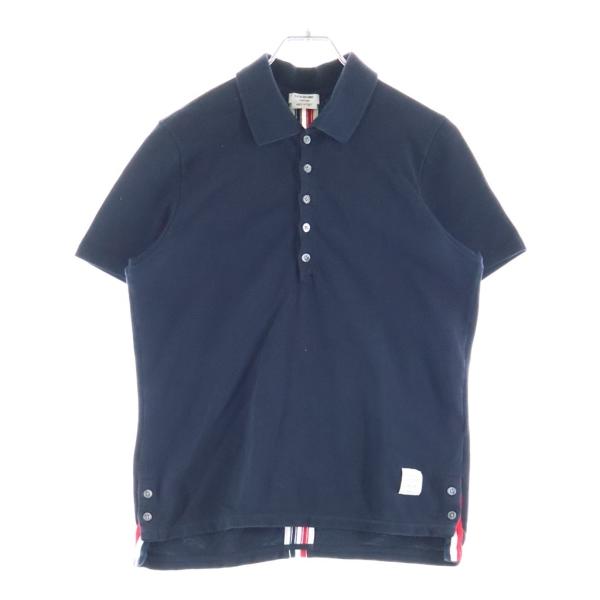 THOM BROWNE トムブラウン コットンピケ トリコロール 半袖 ポロシャツ ネイビー MJP042A-00050415