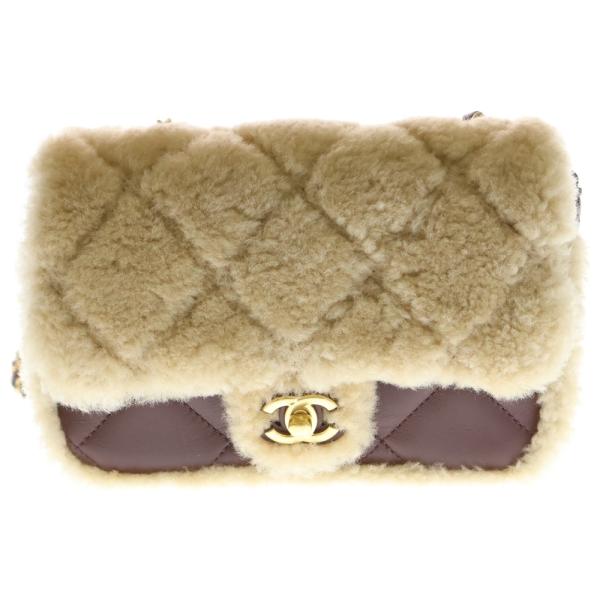 CHANEL シャネル 2.55 ムートン ショルダーバッグ ブラウン系 シャネル CHANEL 2.55 ムートン ショルダーバッグ ブラウン P14324