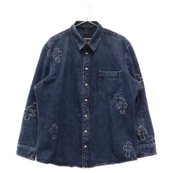 S*2様 【JPタグ】クロムハーツ ルーズエンド クロスパッチ デニムシャツ X CHROME HEARTS クロムハーツ Loose Ends Denim Patch CH Shirt