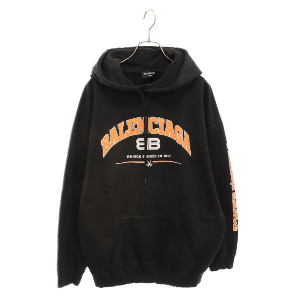 ★関・送込【BALENCIAGA】ヴィンテージ クラッシュ加工 パーカー BALENCIAGA - BALENCIAGA バレンシアガ 23SS ビンテージ加工