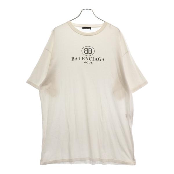 BALENCIAGA バレンシアガ 19SS BBロゴプリント 半袖Tシャツ ホワイト  