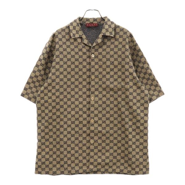 GUCCI キャメル ポロシャツ ロゴ刺繍 イタリア製(替えボタン付) 半袖 GUCCI キャメル ポロシャツ ロゴ刺繍 イタリア製(替えボタン付) 半袖
