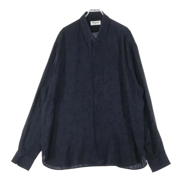 SAINT LAURENT PARIS サンローランパリ 総柄シルク 長袖シャツ