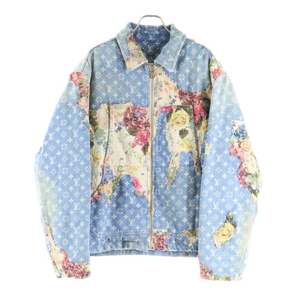 LOUIS VUITTON ルイヴィトン 22AW モノグラム フラワーデザイン デストロイ ワークウェア デニムジャケット インディゴ RM222 JF0 HNA90W RM222 JF0 HNA90W LOUIS VUITTON（ルイ・ヴィトン） 22AW モノグラム フラワーデザイン