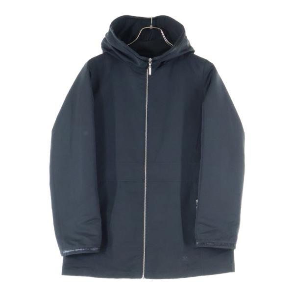 courreges（クレージュ） フード付きナイロンジャケット レザー切替